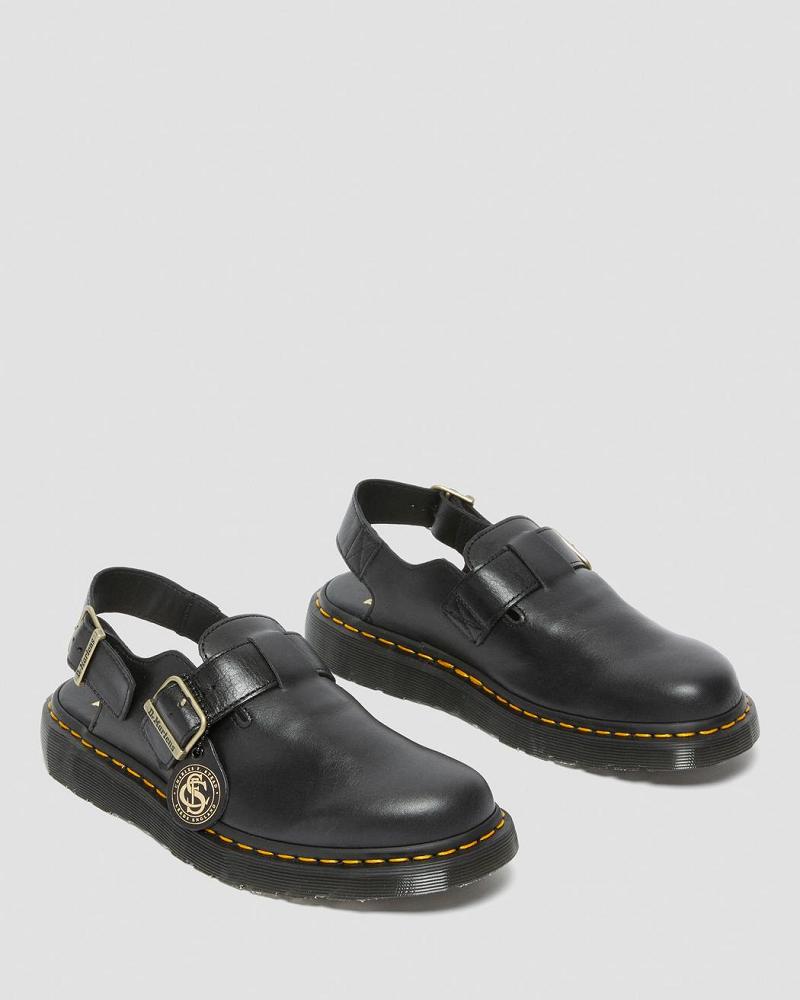 Women's Dr Martens Jorge Made in England Leather Slingbacks Slide Sandals Black | AU 319YXF